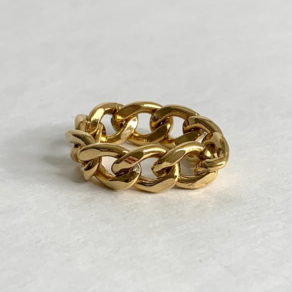 14k Yellow Gold Filled Cuban Curb Link Ring SIZE 6.5 - Picture 5 of 15
